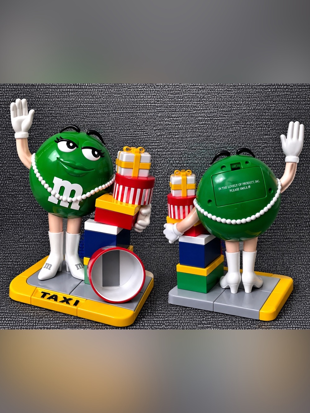 M&M'S Green Female Character Figure with Multi-Colored Gift Stack